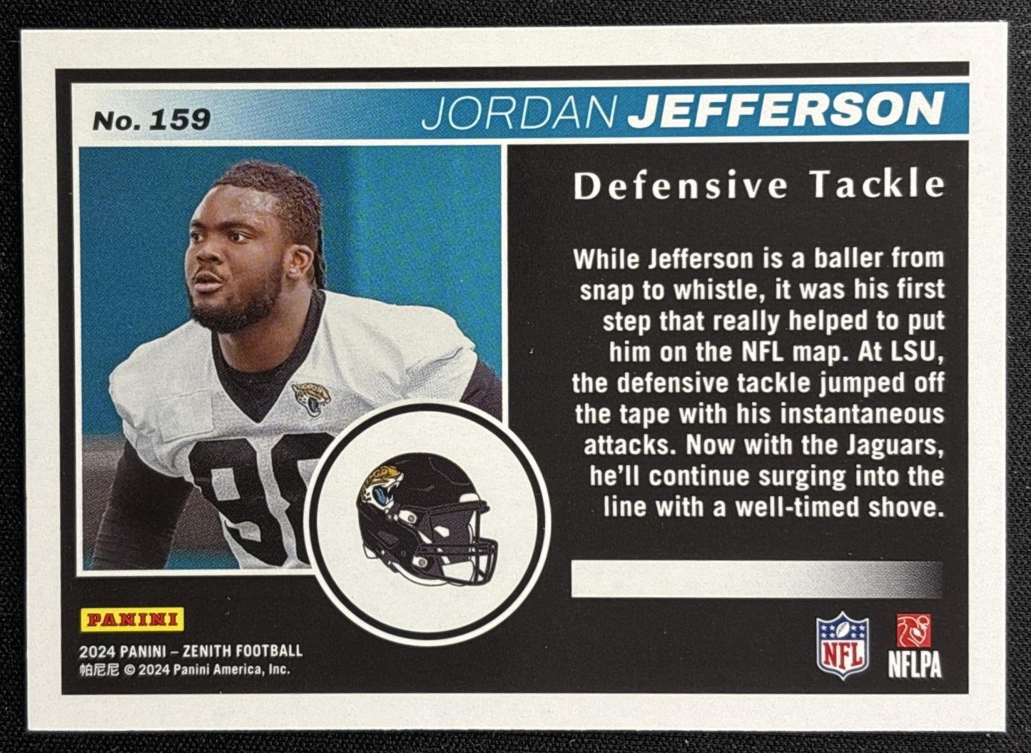 Jordan Jefferson 2024 Panini Zenith Two Minute Drill Jaguars Sports Trading Card