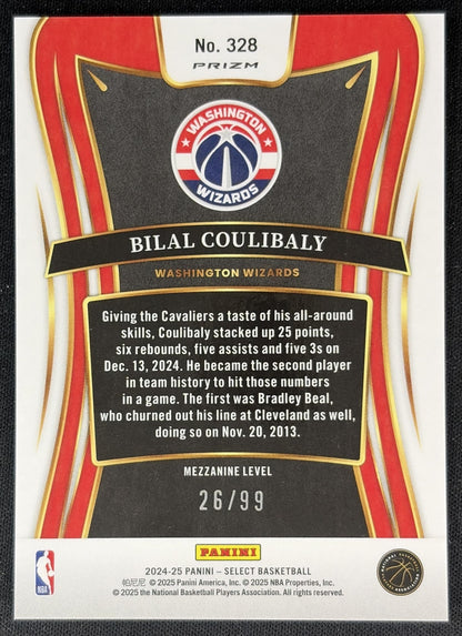 Bilal Coulibaly 2024 Panini Select Mezzanine Blue Flash Prizm /99 Wizards back