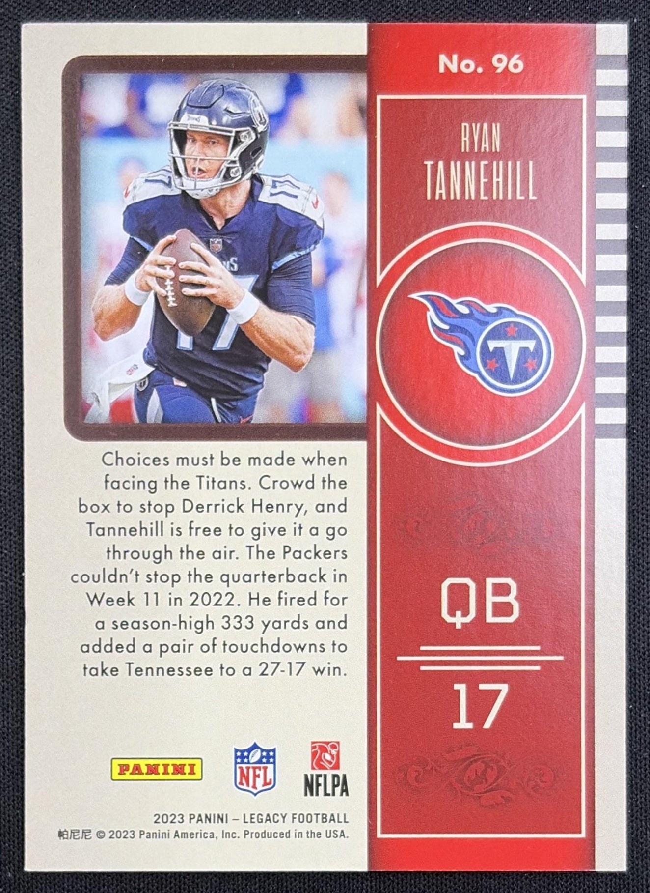 Ryan Tannehill 2023 Panini Legacy Red /299 Titans