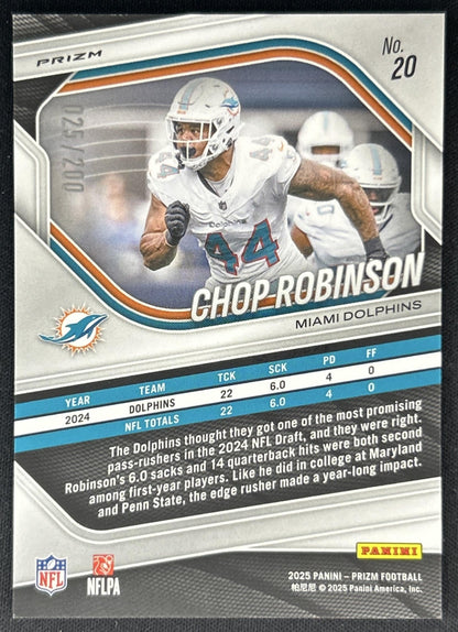 Chop Robinson 2025 Panini Prizm Hyper /200 Dolphins Back