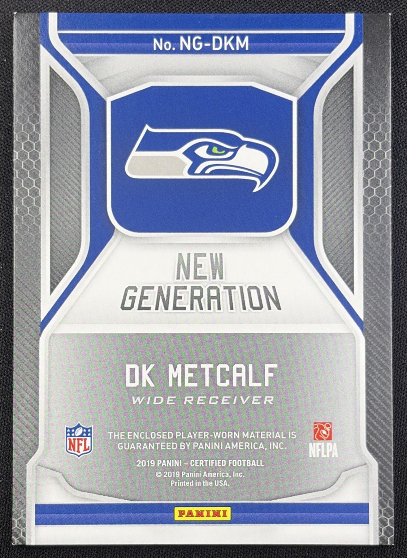DK Metcalf 2019 Panini Certified New Generation Jerseys Seahawks
