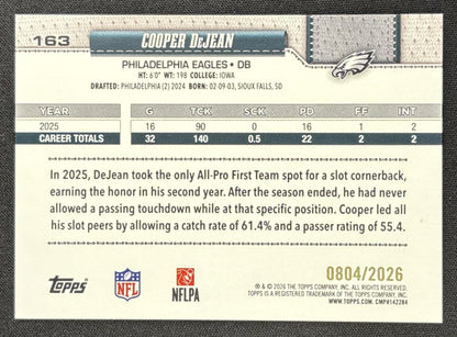 Cooper DeJean 2026 Topps Gold /2026 Eagles