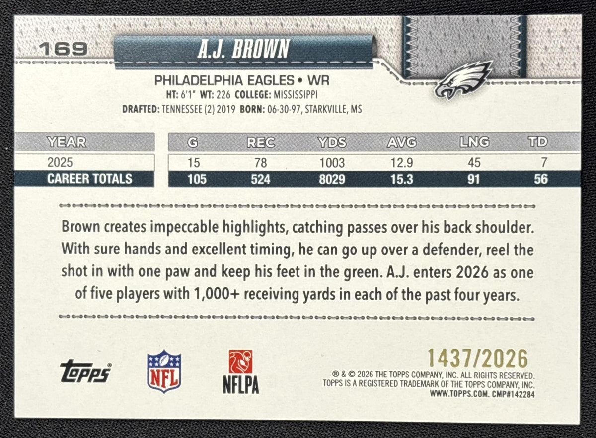 A.J. Brown 2026 Topps Gold /2026 Eagles