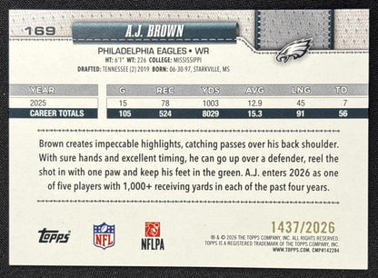 A.J. Brown 2026 Topps Gold /2026 Eagles