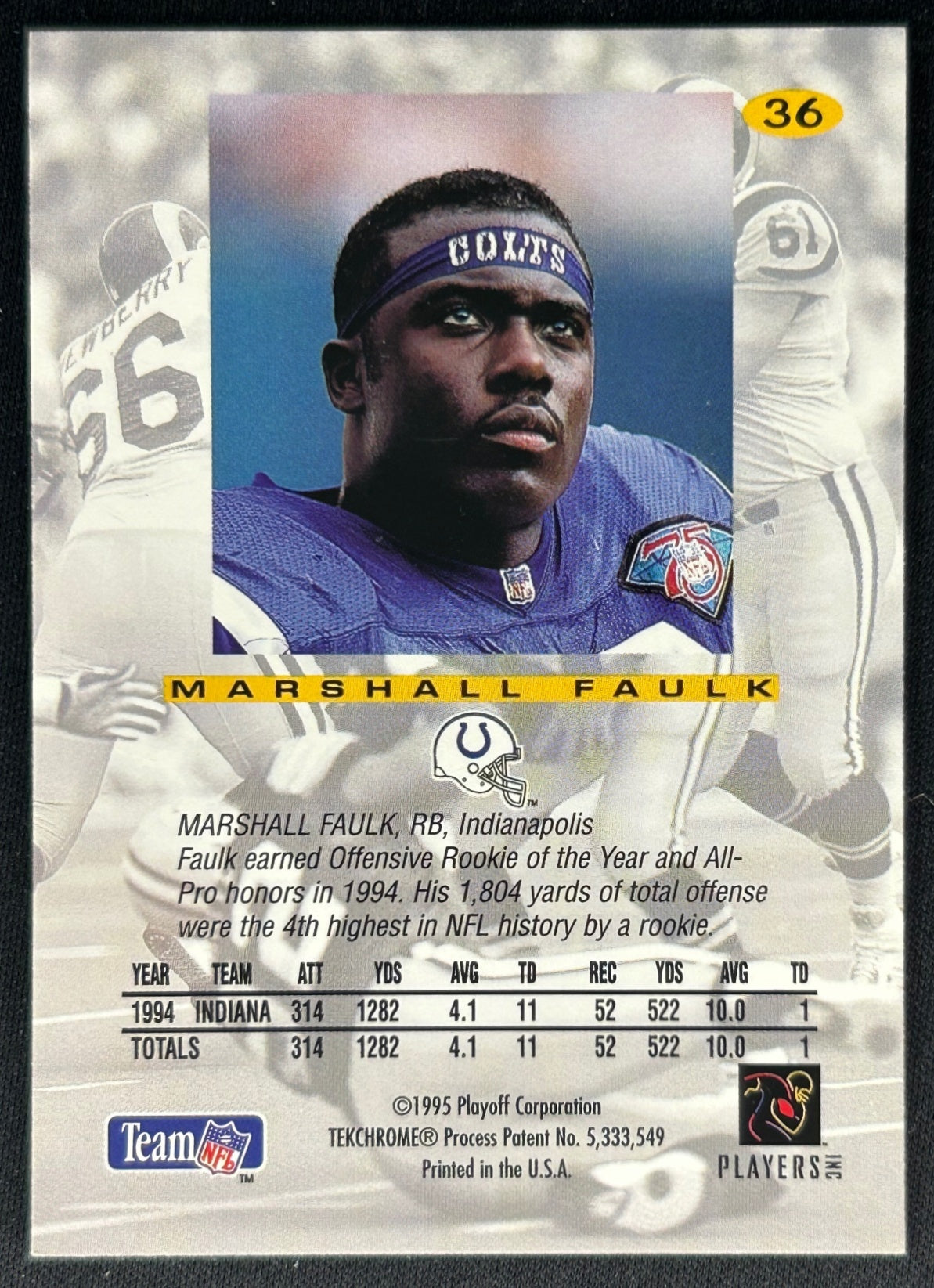 Marshall Faulk 1995 Absolute Playoff Colts