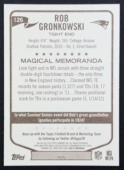 Rob Gronkowski 2013 Topps Magic Patriots