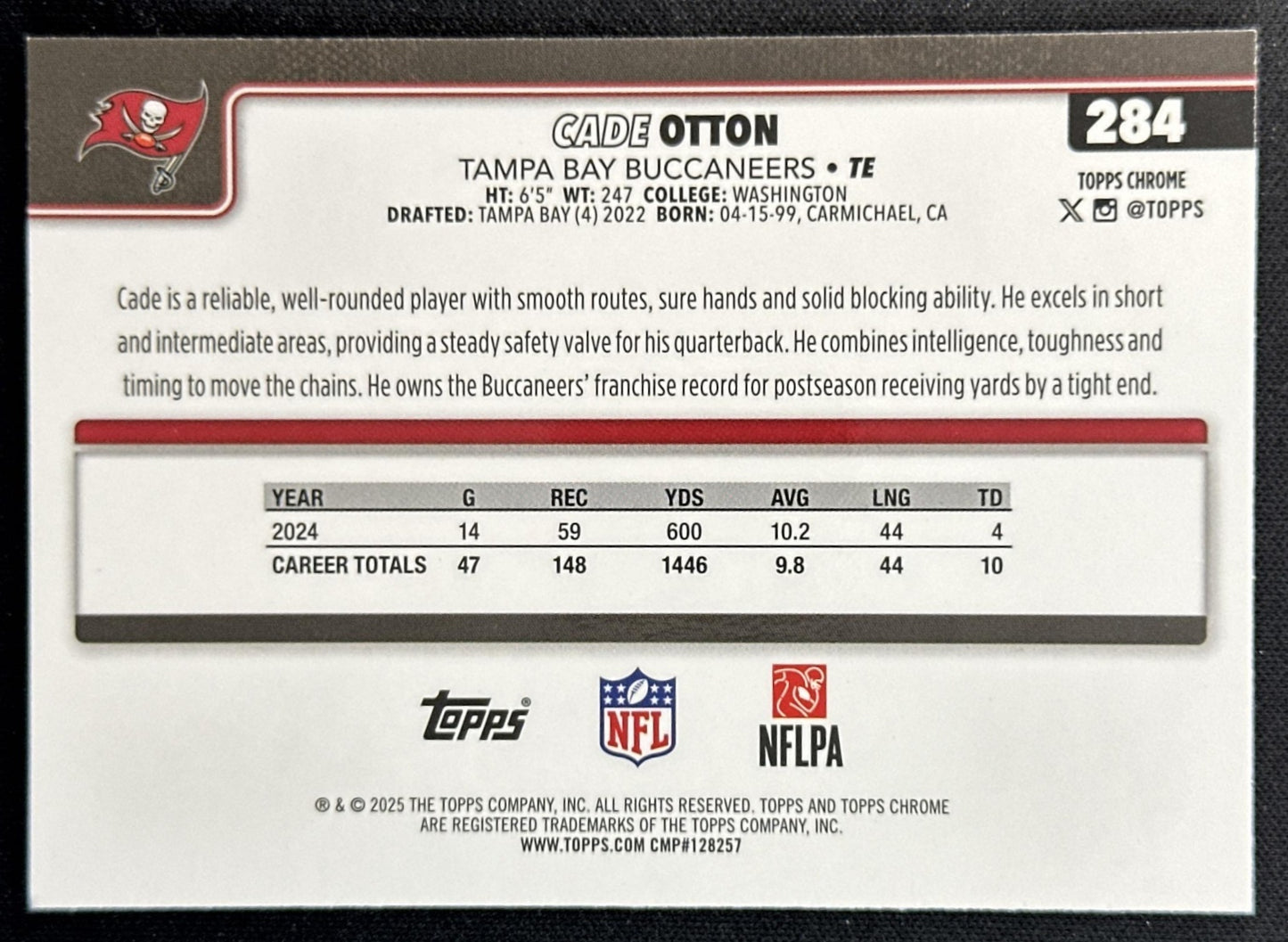 Cade Otton 2025 Topps Chrome Neon Pulse Refractor Buccaneers