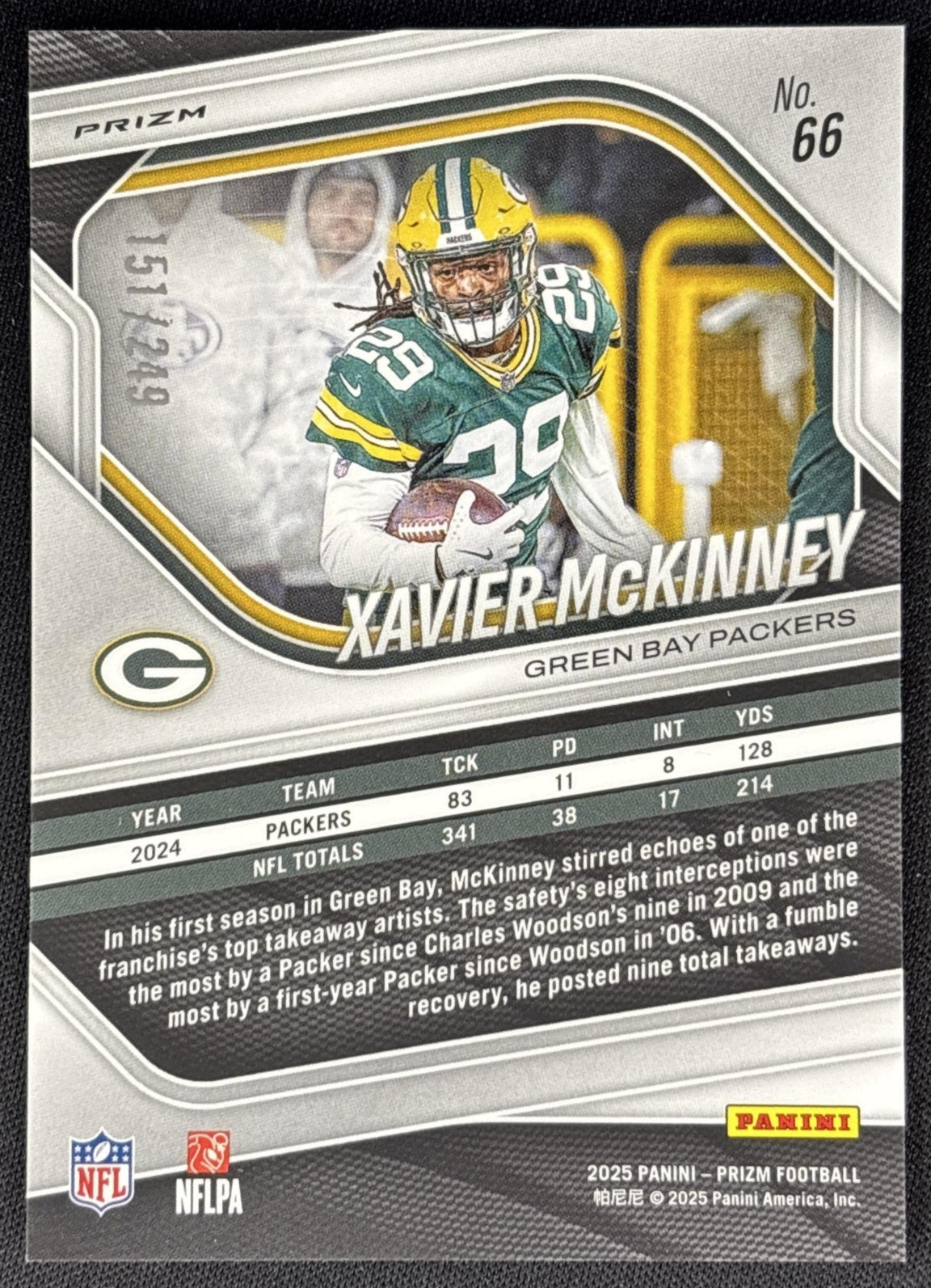 Xavier McKinney 2025 Panini Prizm Orange /249 Packers Sports Trading Card