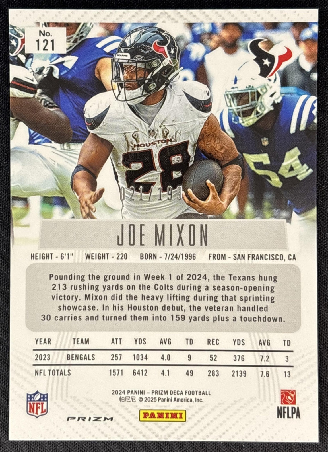 Joe Mixon 2024 Panini Prizm Deca Red /199 Texans Sports Trading Cards
