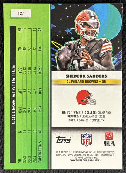 Shedeur Sanders 2025 Topps Cosmic Chrome Browns