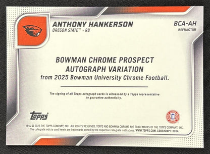 Anthony Hankerson 2025 Bowman Chrome University Prospect Auto Refractor /299 Beavers Sports Trading Card
