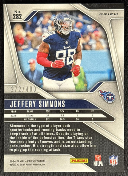Jeffery Simmons 2024 Panini Prizm Pandora /400 Titans Sports Trading Card