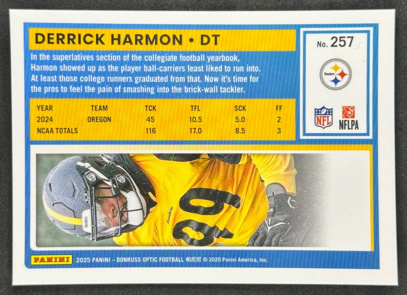 Derrick Harmon 2025 Donruss Optic Rated Rookie Steelers Sports Trading Card