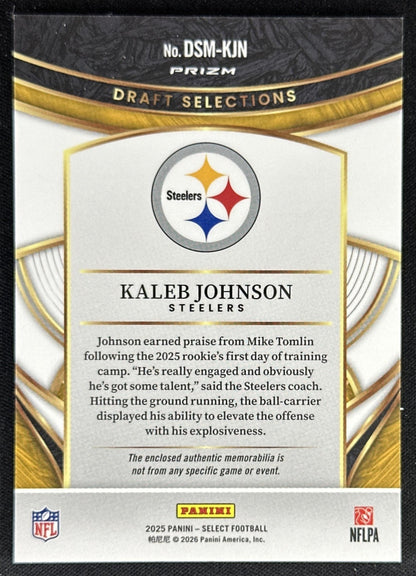 Kaleb Johnson 2025 Select Draft Selections Memorabilia Blue Prizm Steelers