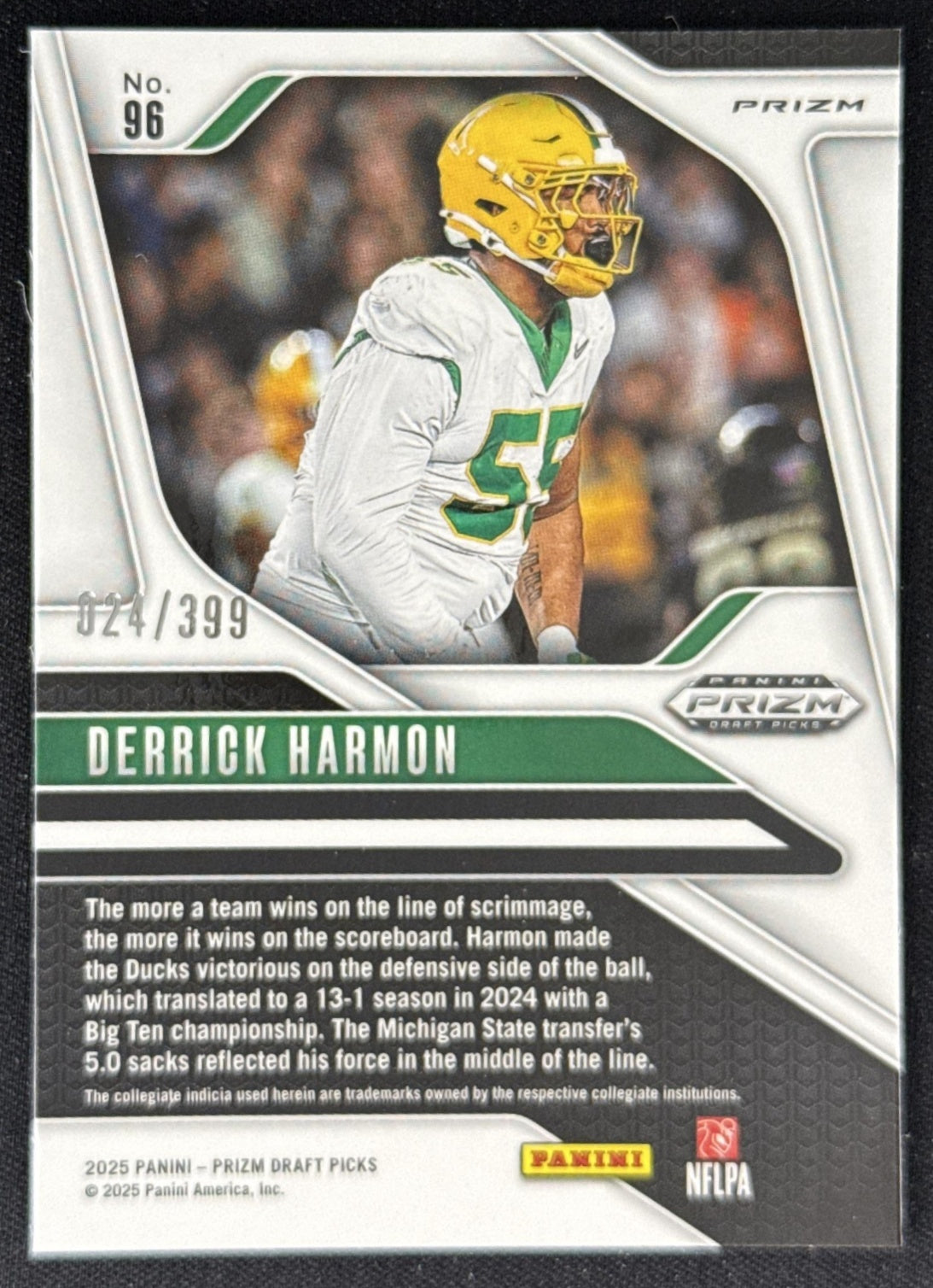 Derrick Harmon 2025 Panini Prizm Draft Picks Red /399 Ducks Sports Trading Card