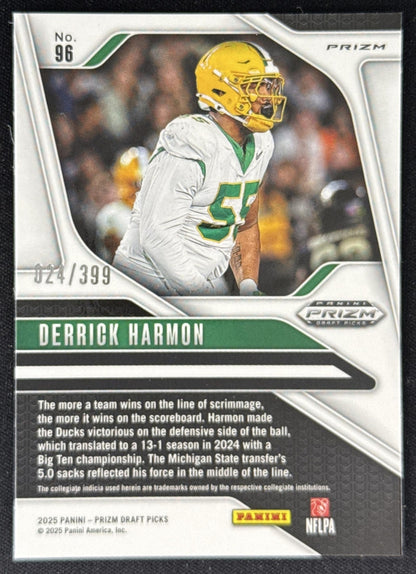 Derrick Harmon 2025 Panini Prizm Draft Picks Red /399 Ducks Sports Trading Card
