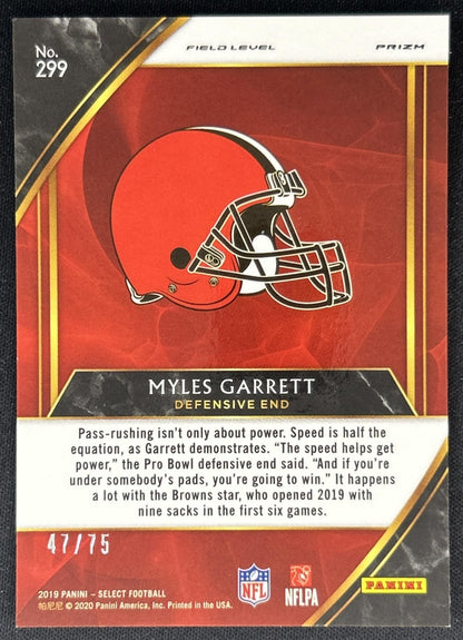 Myles Garrett 2019 Panini Select Blue Prizm /75 Browns Sports Trading Cards