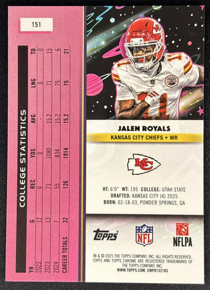 Jalen Royals 2025 Topps Cosmic Chrome Chiefs