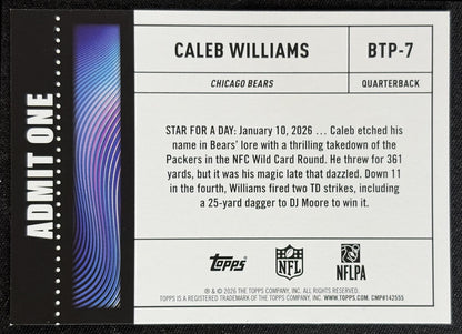 Caleb Williams 2026 Topps Big Ticket Players Bears back