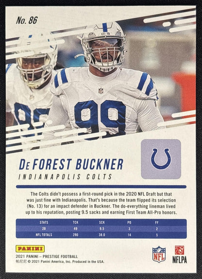 DeForest Buckner 2021 Panini Prestige Xtra Points Premium Platinum /25 Colts Sports Trading Cards