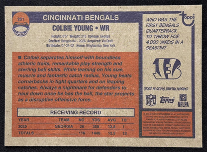 Colbie Young 2026 Topps Heritage Chrome Aqua Sparkle Bengals