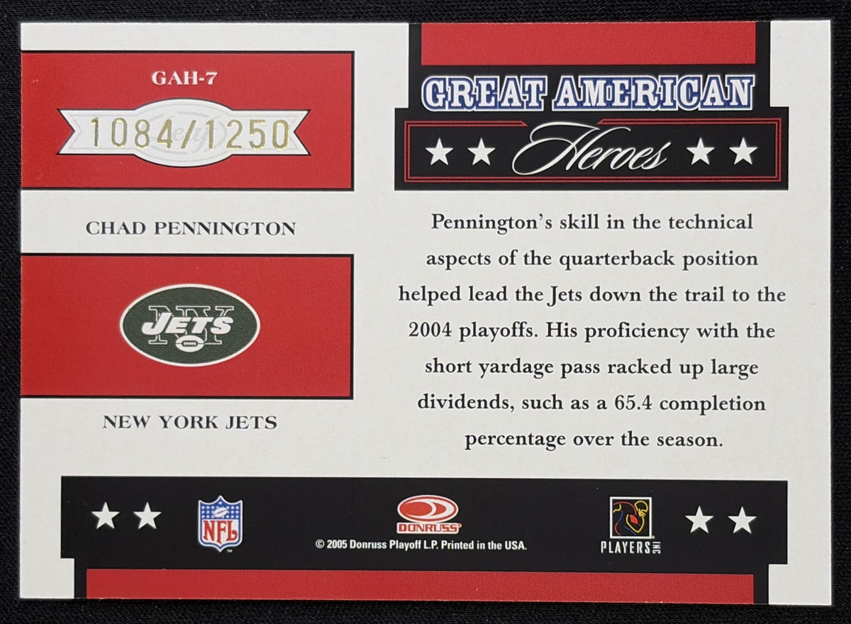 Chad Pennington 2005 Leaf Rookies & Stars Great American Heroes Red /1250 Jets