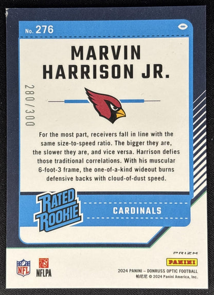 *Damaged* Marvin Harrison Jr. 2024 Panini Donruss Optic Wave /300 Cardinals Sports Trading Cards