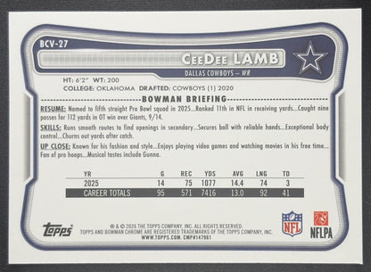 CeeDee Lamb 2026 Bowman Chrome NFL Mojo Refractor Cowboys