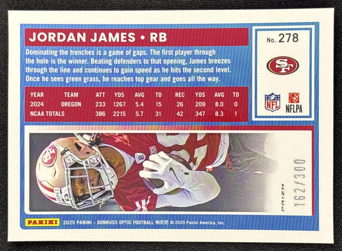 Jordan James 2025 Panini Donruss Optic Rated Rookie Wave Prizm /300 49ers