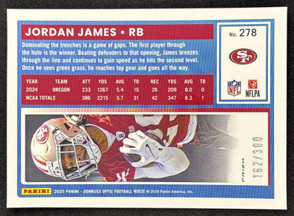 Jordan James 2025 Panini Donruss Optic Rated Rookie Wave Prizm /300 49ers