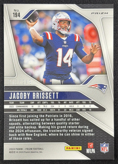 Jacoby Brissett 2024 Panini Prizm Orange /249 New England Patriots