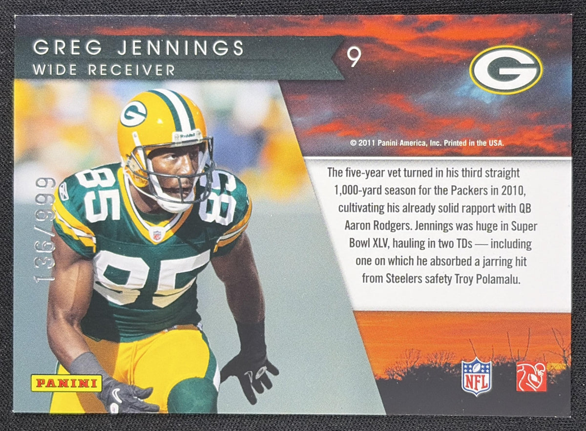 Greg Jennings 2011 Panini Donruss Elite Legends of the Fall Gold /999 Packers