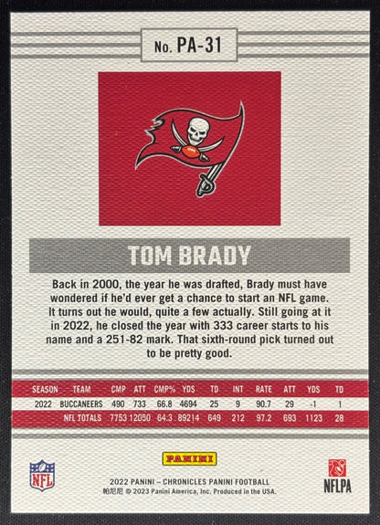 Tom Brady 2022 Panini Chronicles Buccaneers Sports Trading Cards
