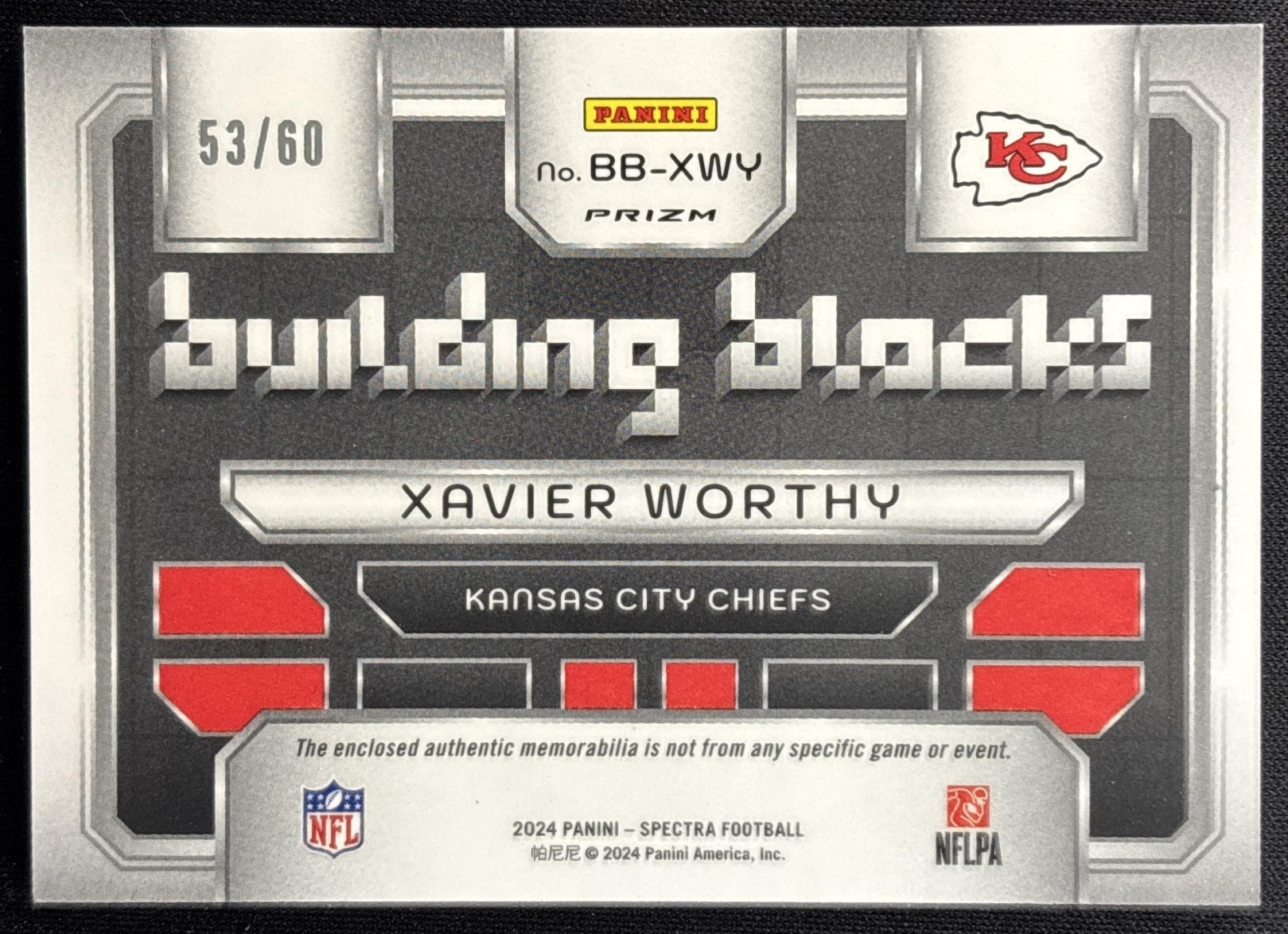 Xavier Worthy 2024 Panini Spectra Building Blocks /60 Chiefs Sports Trading Cards