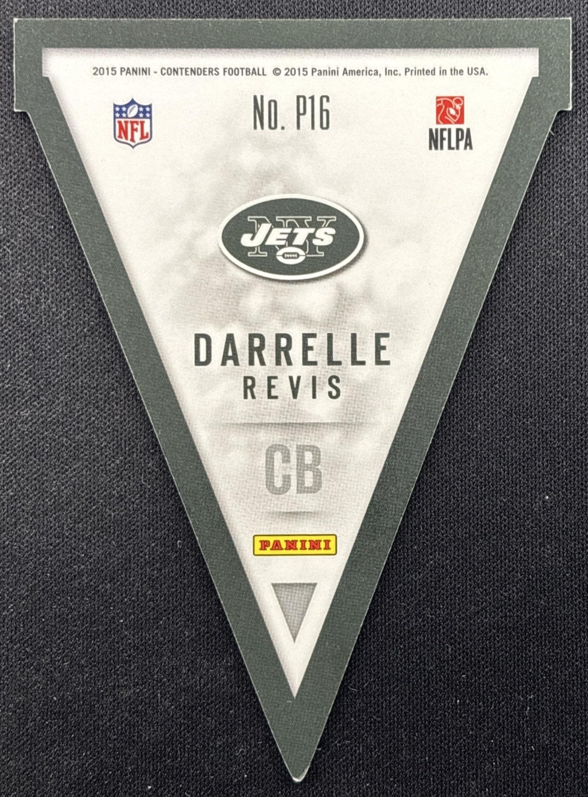 Darrelle Revis 2015 Panini Contenders Pennants Gold /199 Jets back