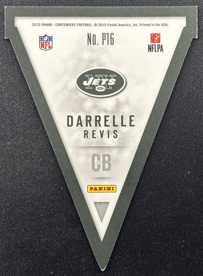 Darrelle Revis 2015 Panini Contenders Pennants Gold /199 Jets back