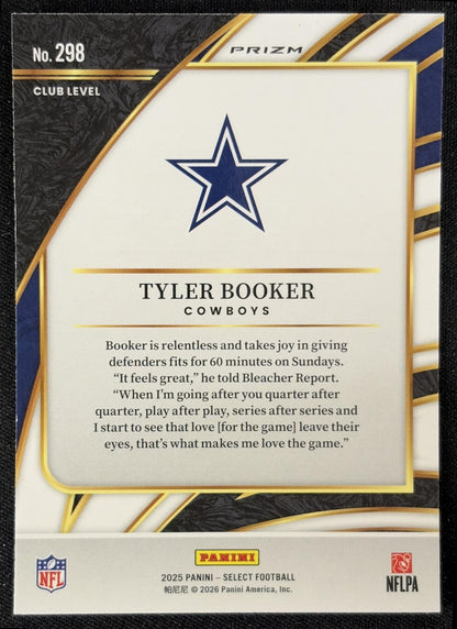 Tyler Booker 2025 Panini Select Club Level Pink Prizm Shock Cowboys