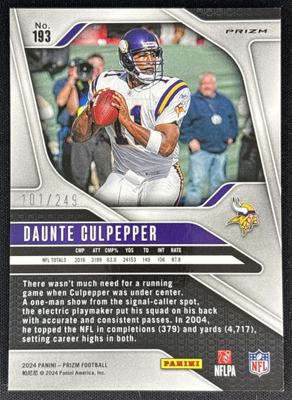 Daunte Culpepper 2024 Panini Prizm Orange /249 Vikings Back