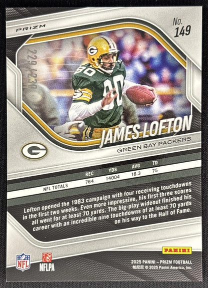 James Lofton 2025 Panini Prizm Blue Wave /230 Packers Sports Trading Card