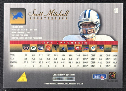 Scott Mitchell 1995 Pinnacle Select Certified Lions Sports Trading Card