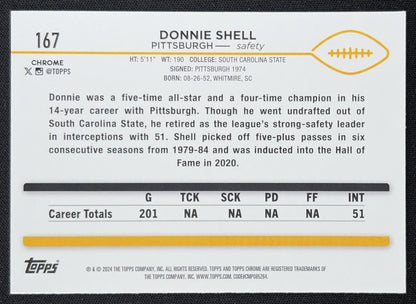 Donnie Shell 2024 Topps Chrome Magenta Speckle Refractor /399 Steelers
