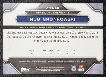 Rob Gronkowski 2015 Topps All Time Fantasy Legends Patriots