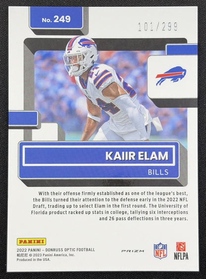 Kaiir Elam 2022 Panini Donruss Optic Aqua /299 Bills