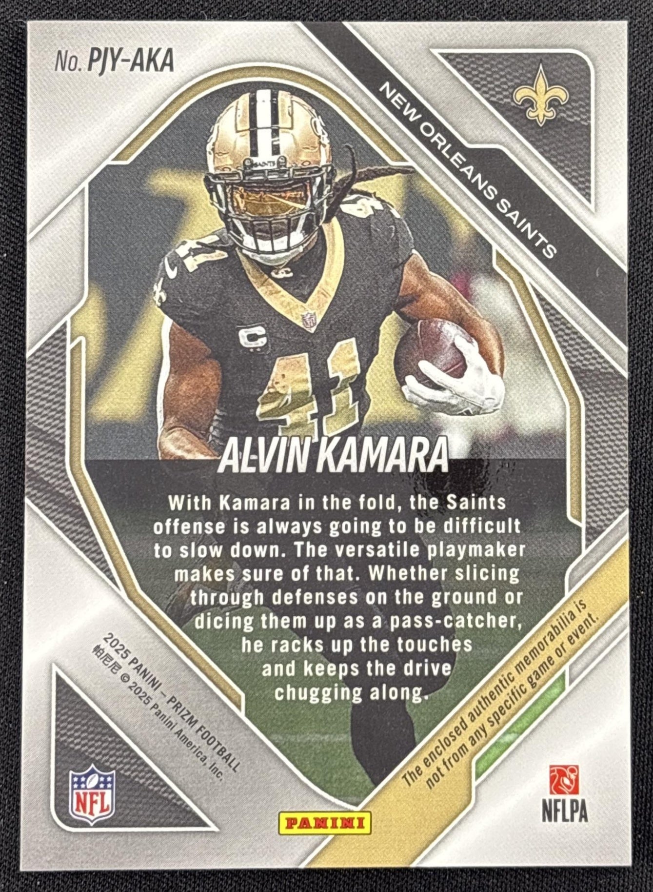 Alvin Kamara 2025 Panini Prizm Premier Jerseys Saints