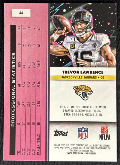 Trevor Lawrence 2025 Topps Cosmic Chrome Jaguars back