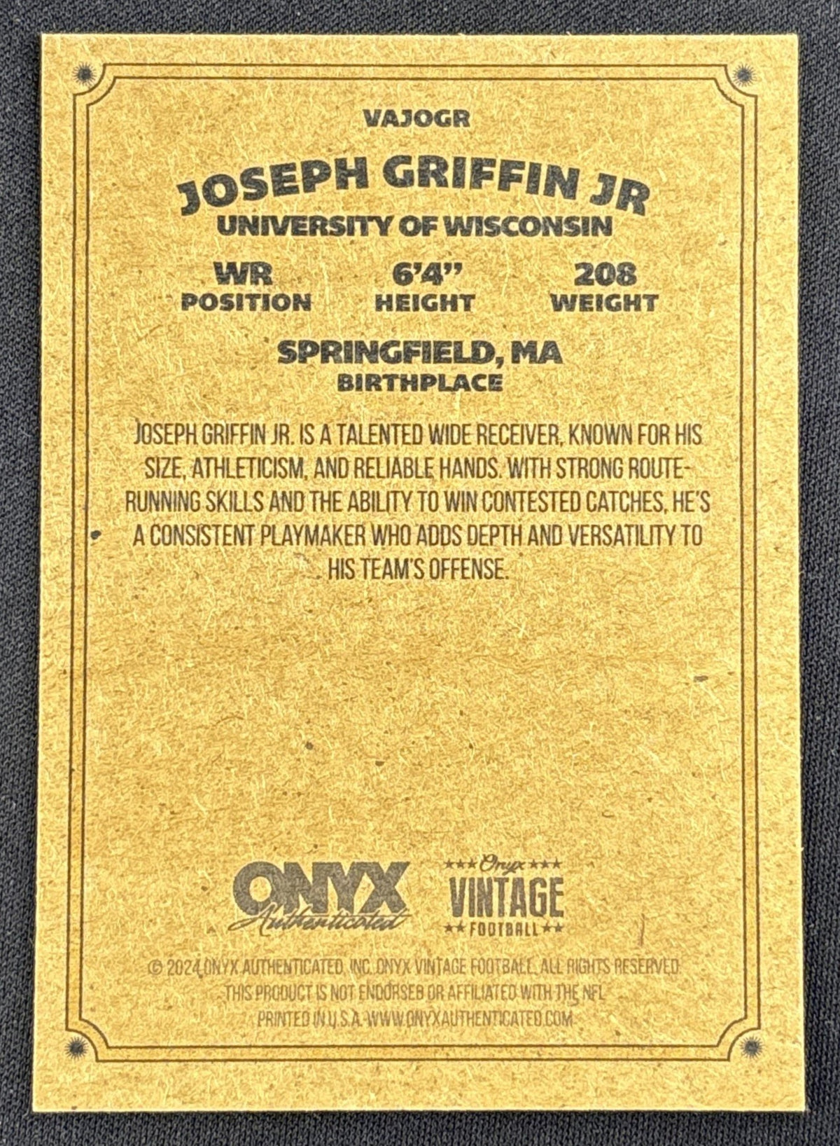 Joseph Griffin Jr 2024 Onyx Vintage Collection Auto