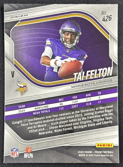 Tai Felton 2025 Panini Prizm Rookie Variations No Huddle Vikings