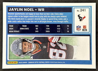 Jaylin Noel 2025 Panini Donruss Optic Rated Rookie Texans