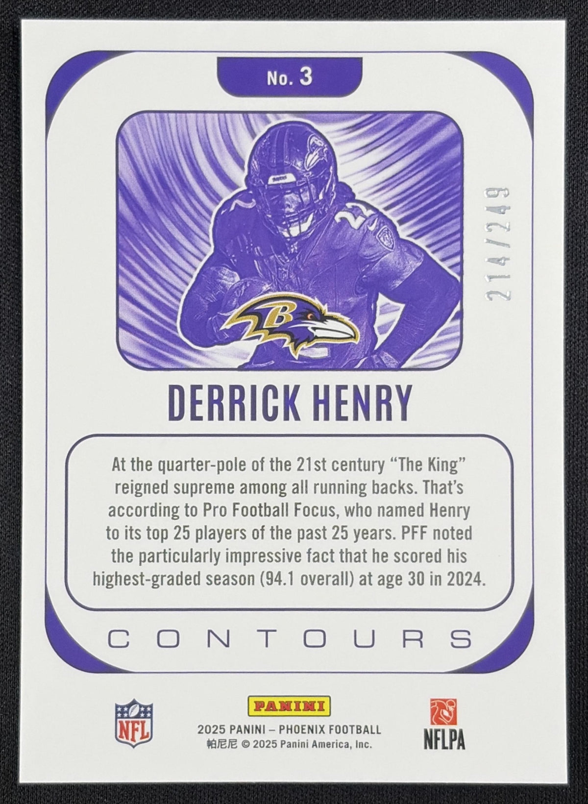 Derrick Henry 2025 Panini Phoenix Contours Pandora Silver /249 Baltimore Ravens