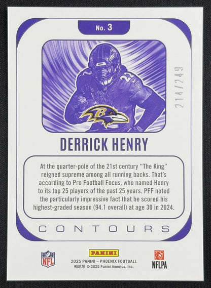 Derrick Henry 2025 Panini Phoenix Contours Pandora Silver /249 Baltimore Ravens
